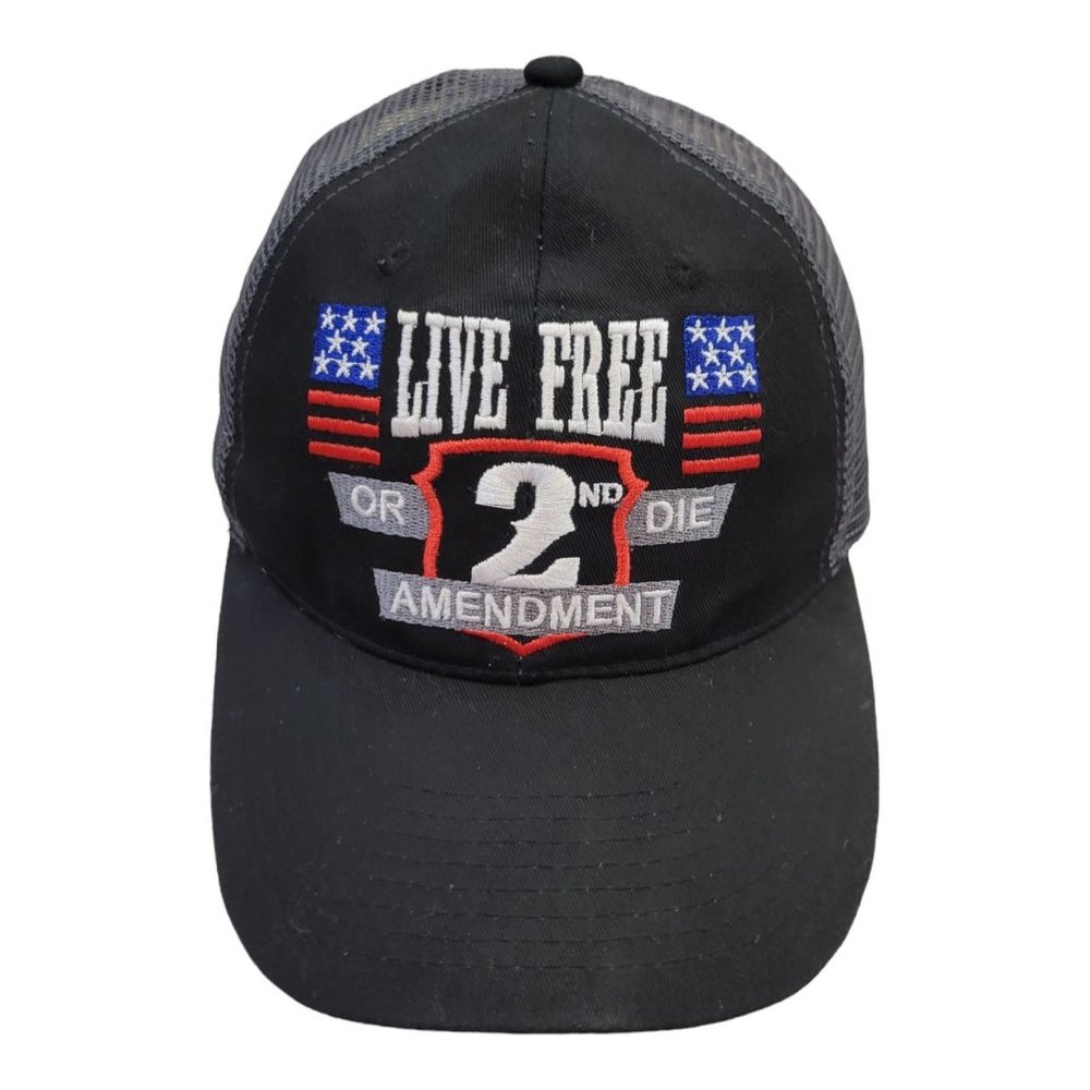 One Shot Live Free Or Die Mesh Snapback Cap 2nd Amendment Trucker Hat